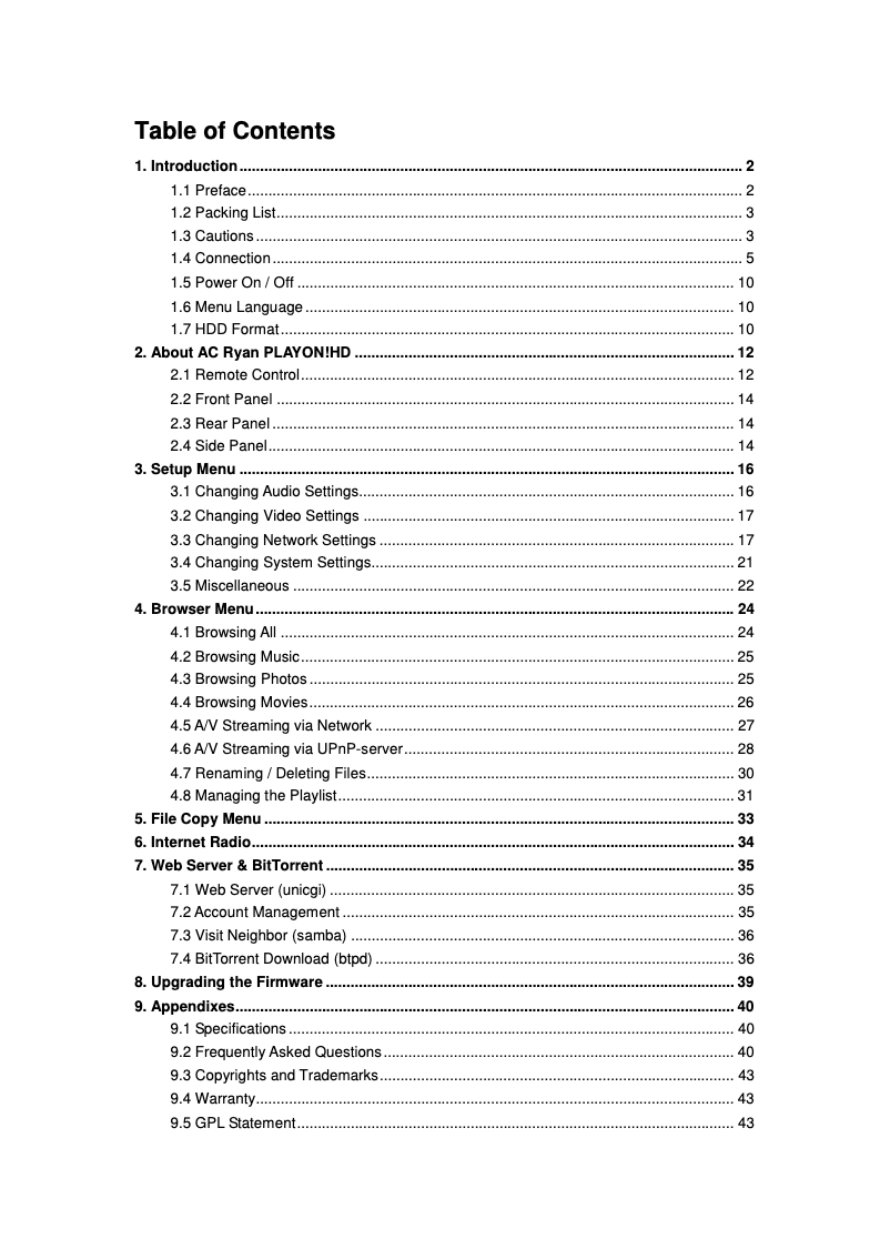 Page 1 de la notice Manuel utilisateur AC Ryan Playon!HD Essential