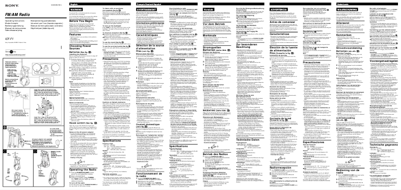 Page 1 de la notice Manuel utilisateur Sony ICF-F1