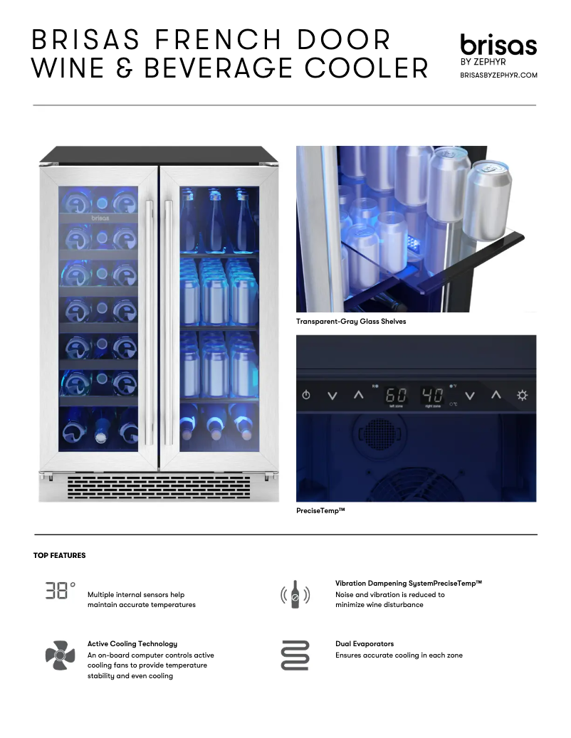 Page 1 de la notice Fiche technique Zephyr BWB24C32AG