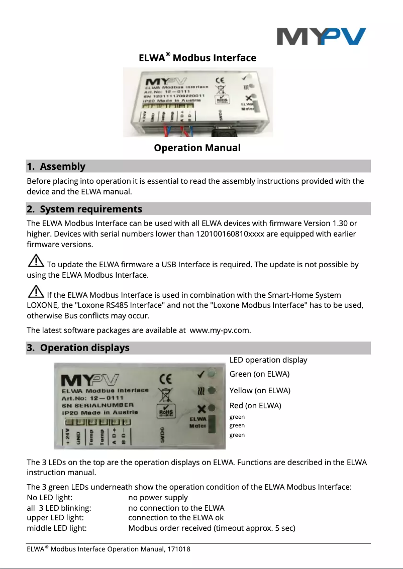 Page n°1 - Manuel utilisateur My-PV ELWA