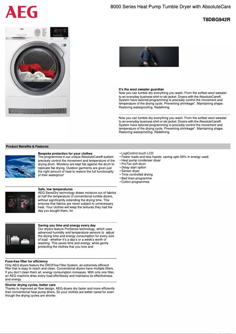 Image de la première page du manuel de l'appareil T8DBG942R