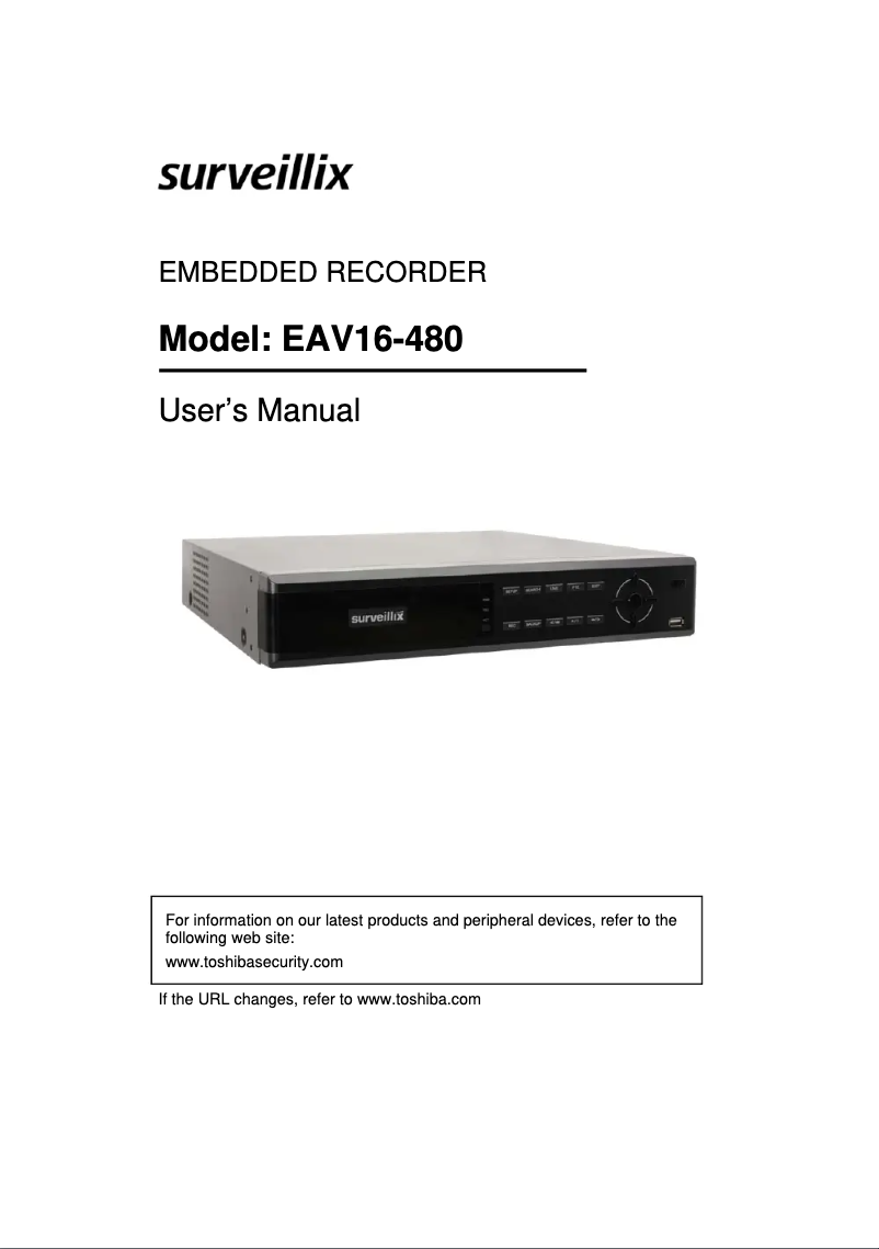 Page 1 de la notice Manuel utilisateur Toshiba EAV16-480