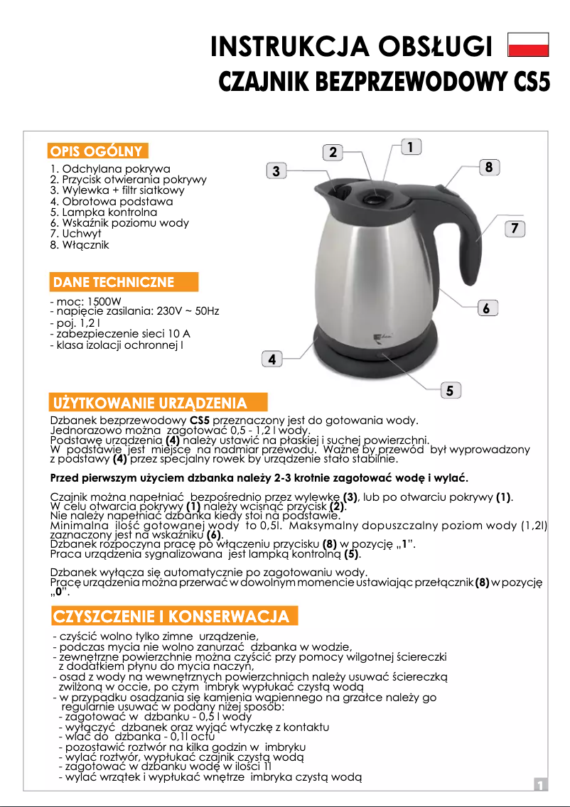 Page n°1 - Manuel utilisateur Eldom CS5