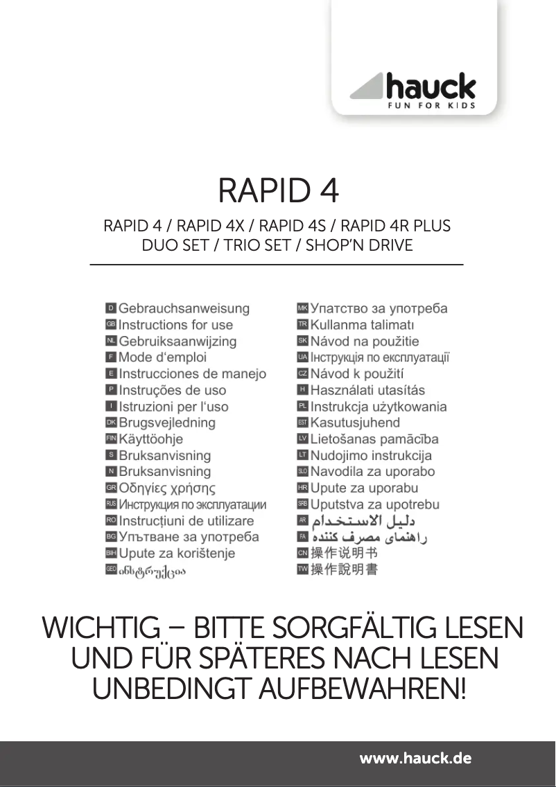 Page n°1 - Manuel utilisateur Hauck Rapid 4 Trioset