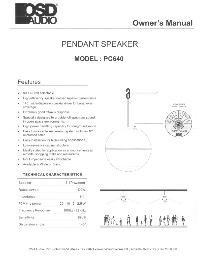 Page 1 de la notice Manuel utilisateur OSD Audio PC640