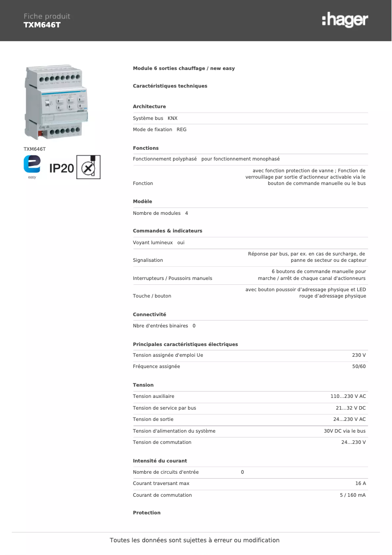 Image de la première page du manuel de l'appareil TXM646T