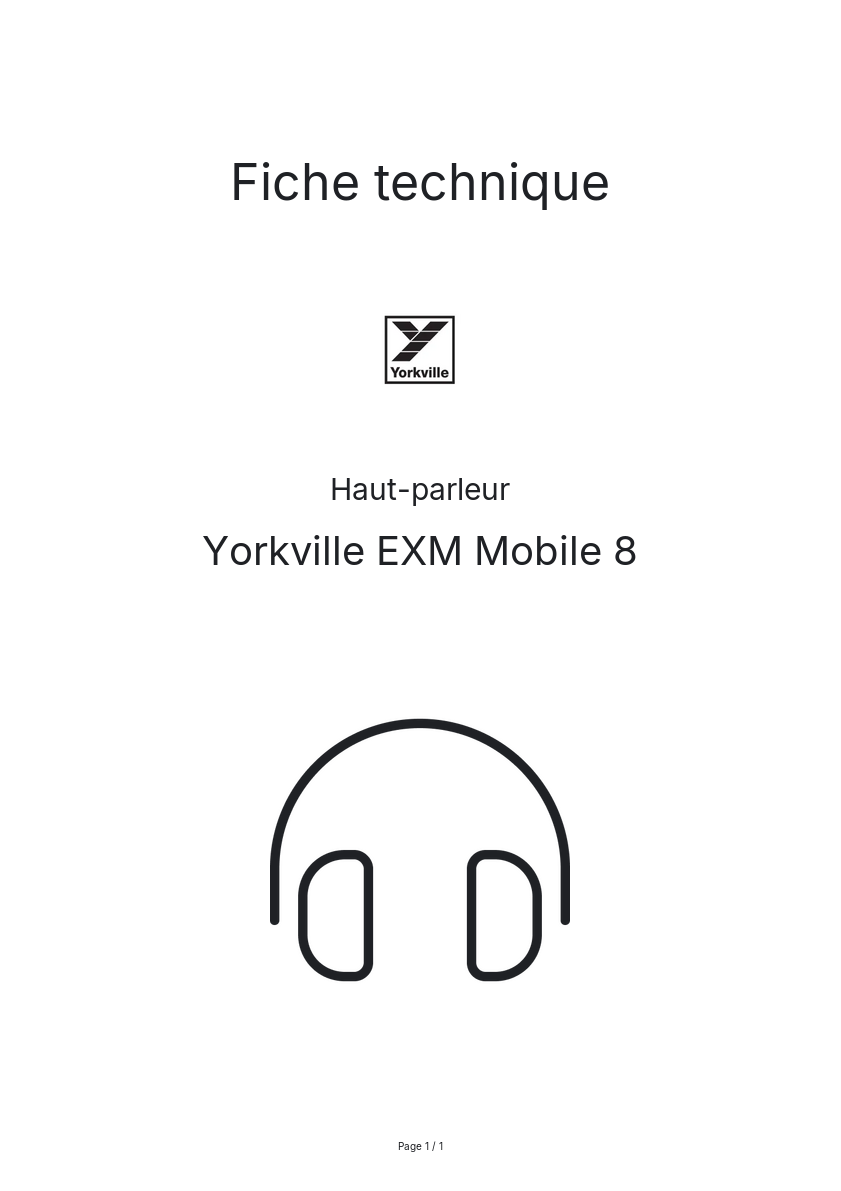 Page n°1 - Fiche technique Yorkville EXM Mobile 8