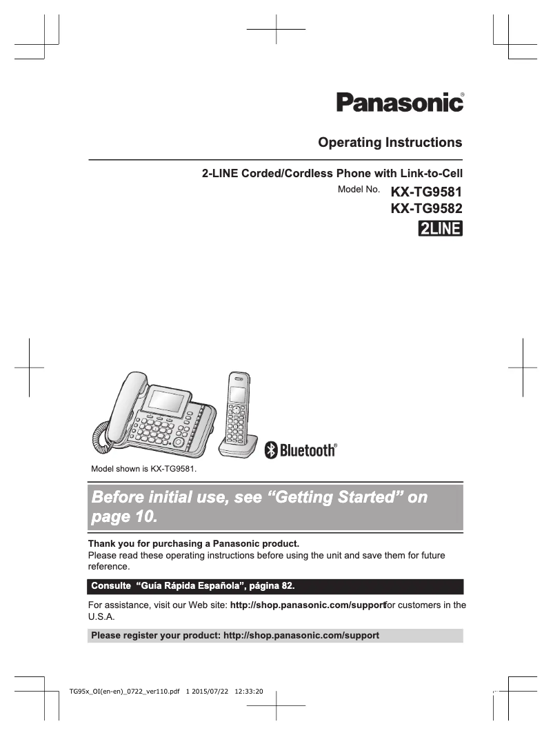 Página 1 del manual Manual de usuario Panasonic KX-TG9581