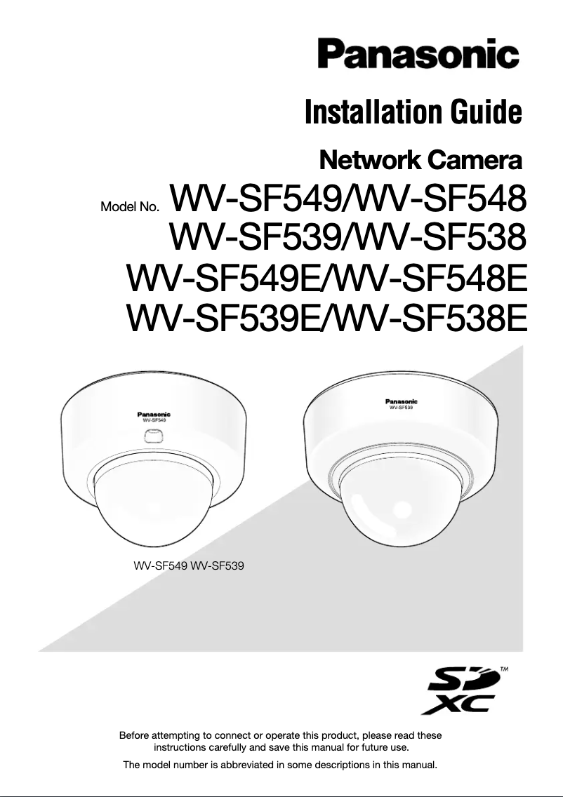 Page 1 de la notice Manuel utilisateur Panasonic WV-SF549E