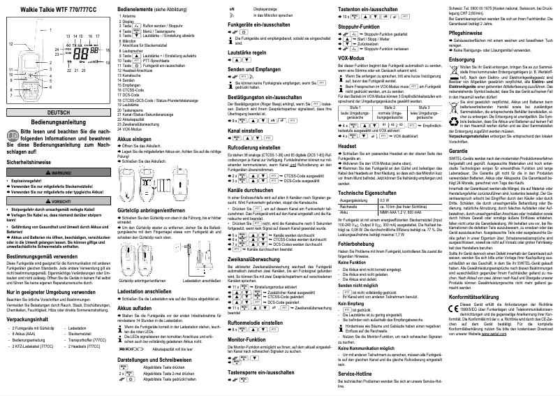 Page 1 de la notice Manuel utilisateur Switel WTF 777CC