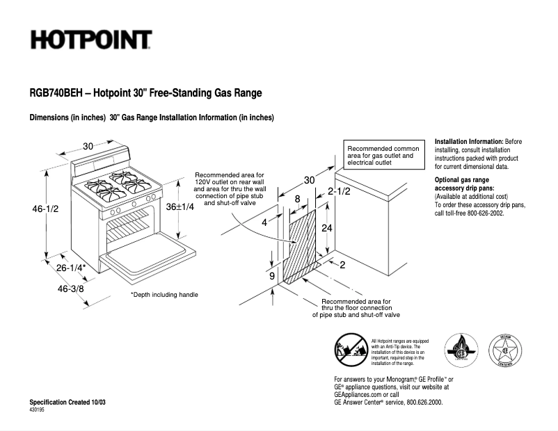 Página 1 del manual Ficha técnica Hotpoint RGB740BEHWH