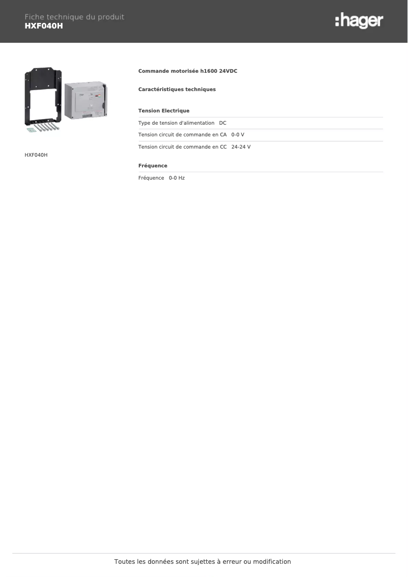 Image de la première page du manuel de l'appareil HXF040H