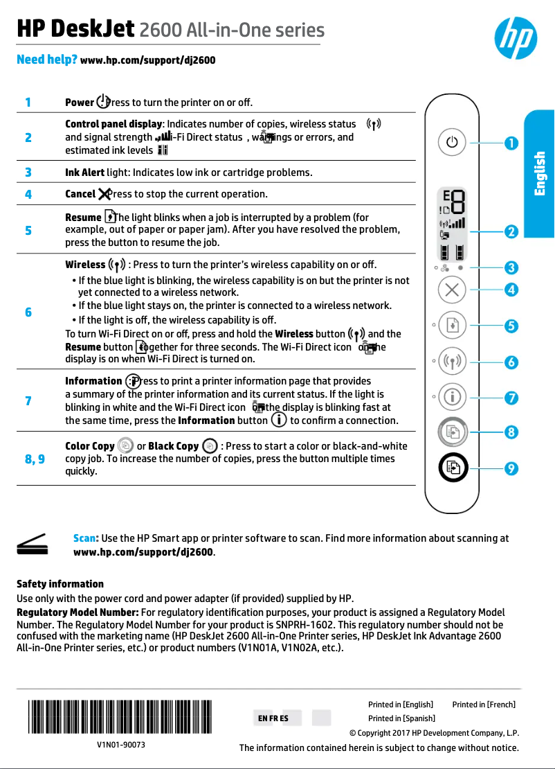 Page 1 de la notice Manuel utilisateur HP DeskJet Ink Advantage 2600