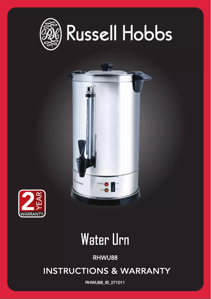 Page n°1 - Manuel utilisateur Russell Hobbs RHWU88