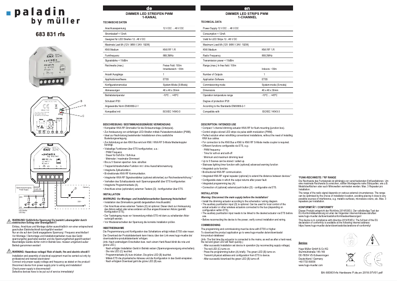 Page n°1 - Manuel utilisateur Paladin 683 831 rfs