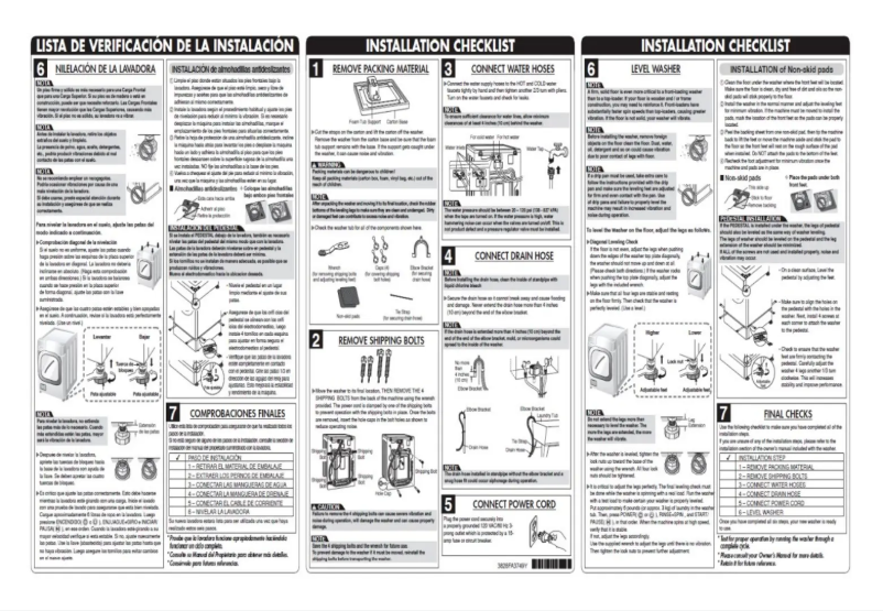 Page 1 de la notice Guide d'installation LG WM5500HVA