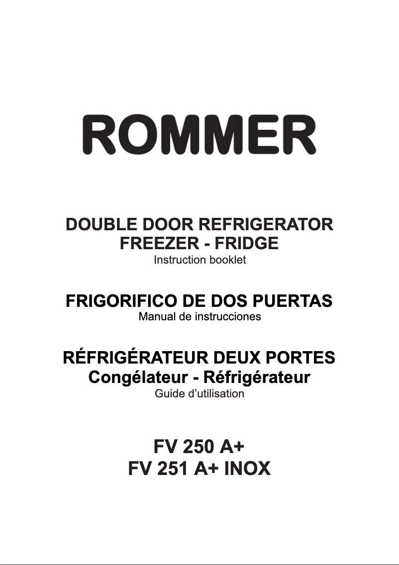 Page 1 de la notice Manuel utilisateur Rommer FV 250 A+