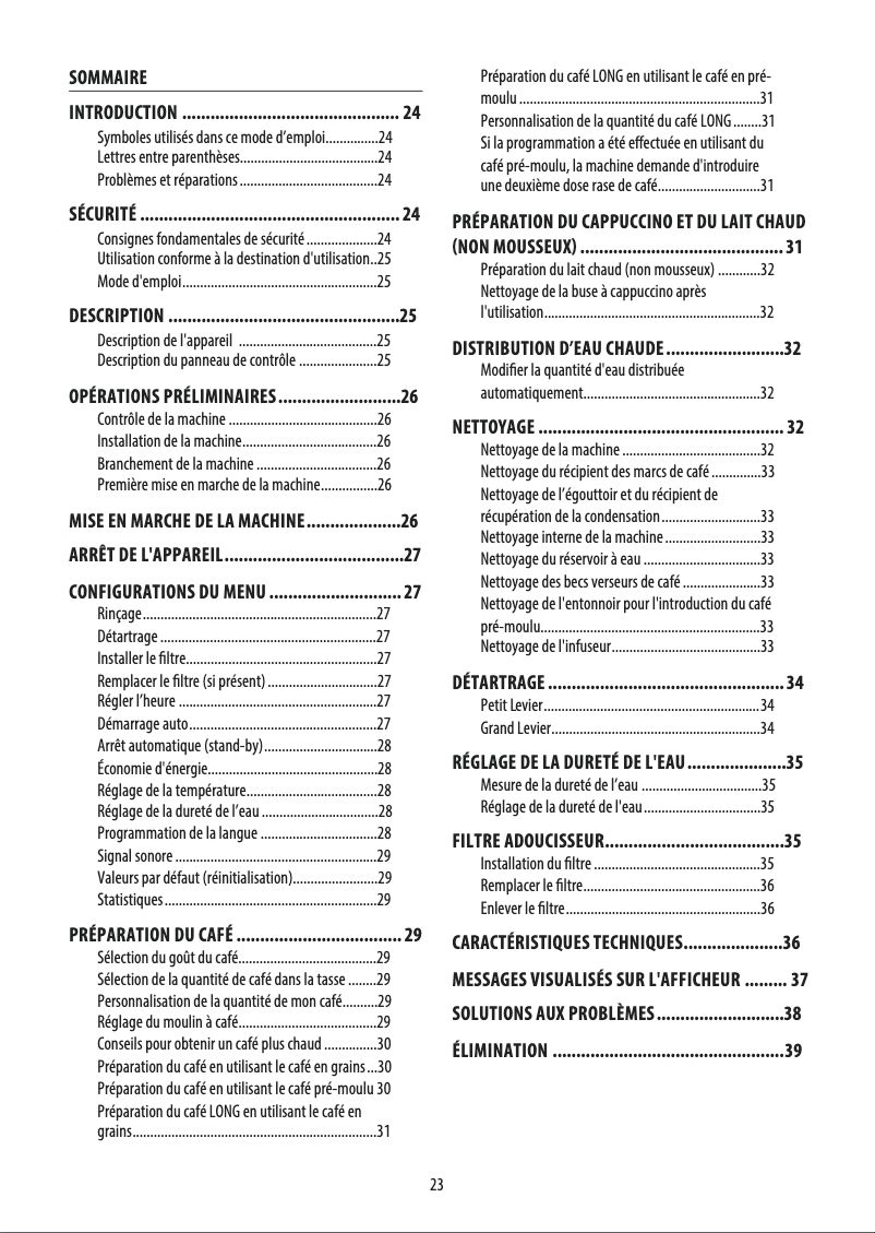 Page n°1 - Manuel utilisateur DeLonghi Eletta Plus ECAM 44.620.S