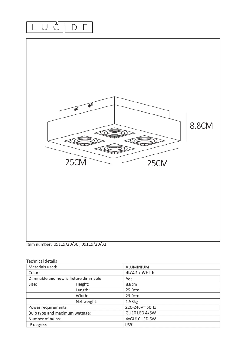 Page n°1 - Manuel utilisateur Lucide Xirax 09119/20/30