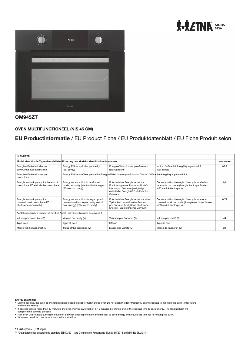 Image de la première page du manuel de l'appareil OM945ZT