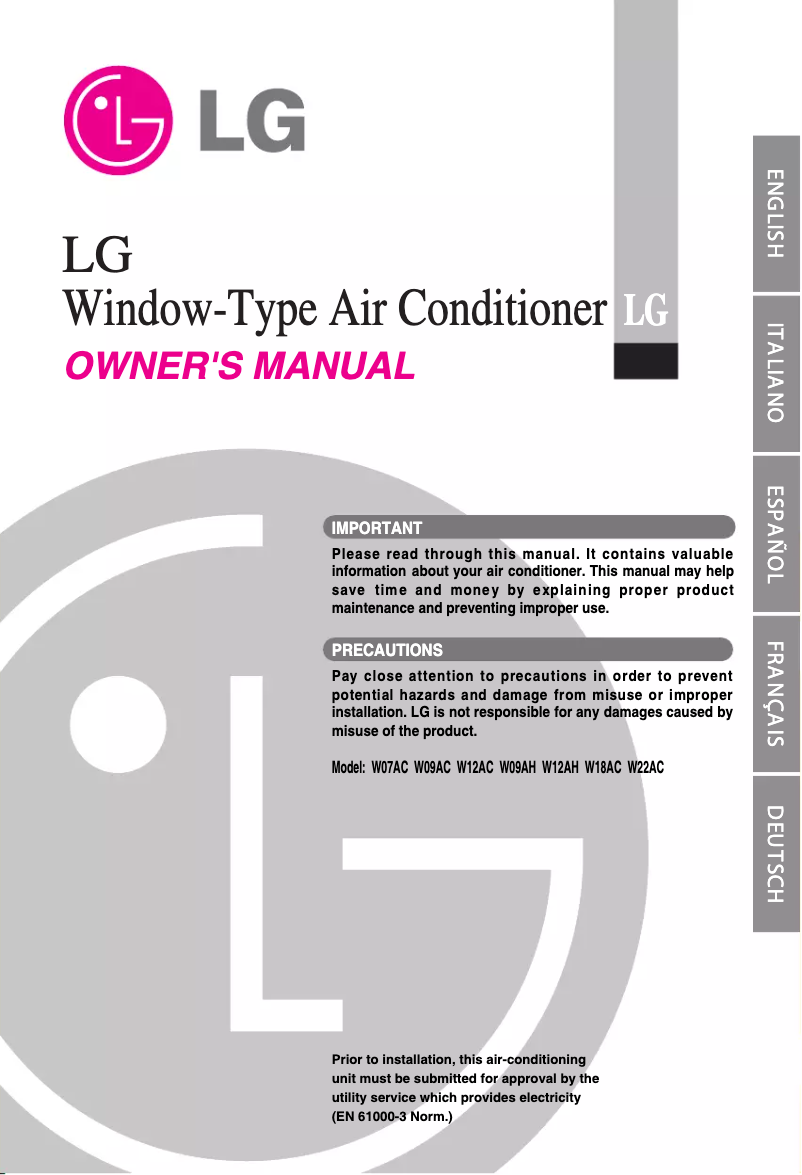 Image de la première page du manuel de l'appareil AWH126CGAA0