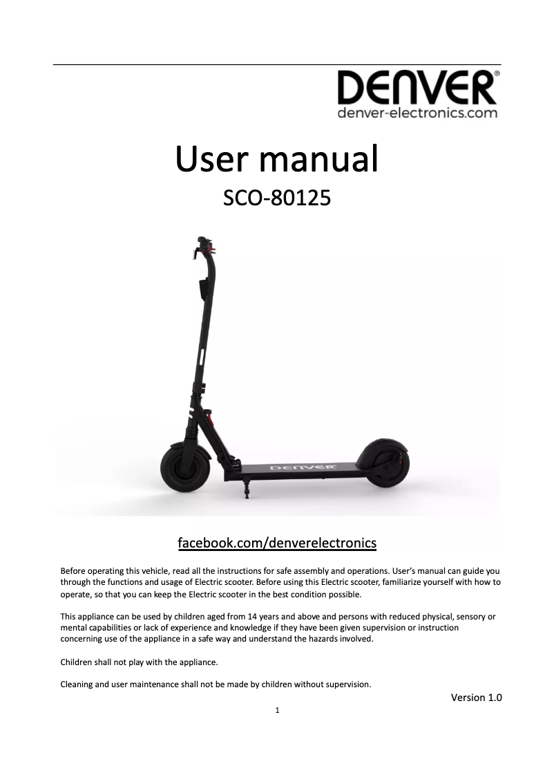 Page n°1 - Manuel utilisateur Denver SCO-80125