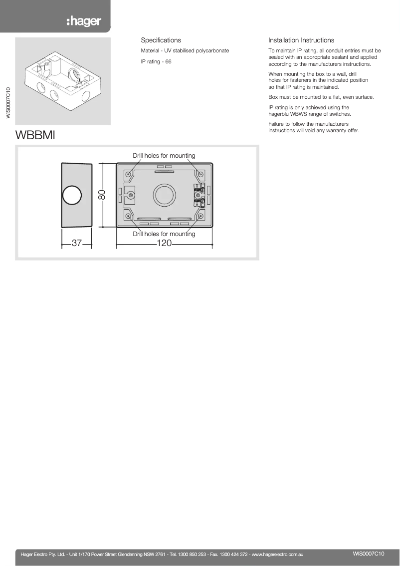 Image de la première page du manuel de l'appareil WBBMI