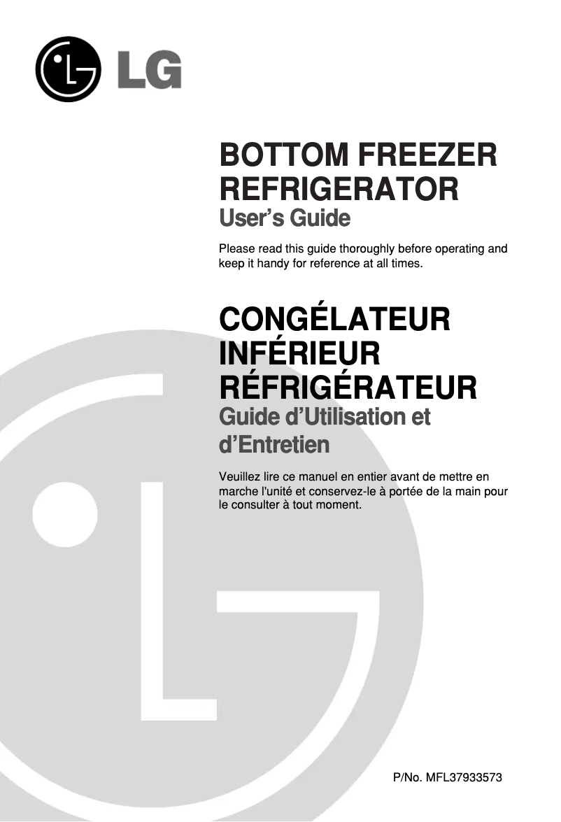 Image de la première page du manuel de l'appareil GR-B259STA