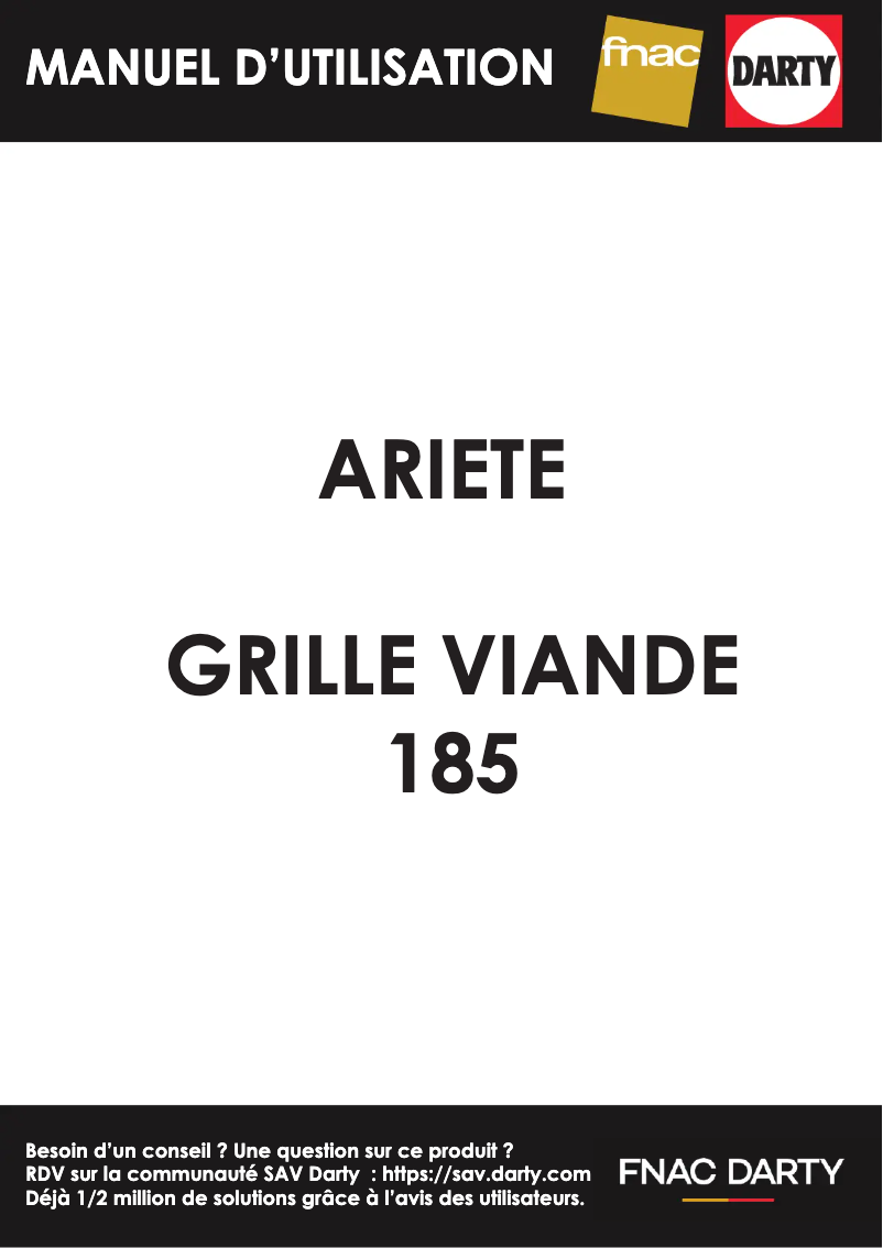 Page 1 de la notice Manuel utilisateur Ariete Hamburger Maker Party Time 185