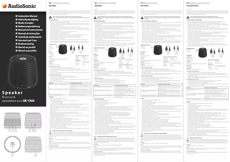 Imagen de la primera página del manual del dispositivo SK-1523