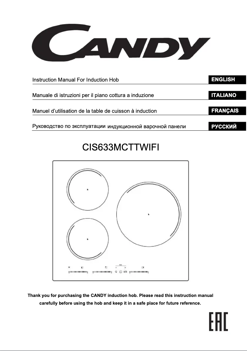 Page 1 de la notice Manuel utilisateur Candy CIS633MCTTWIFI