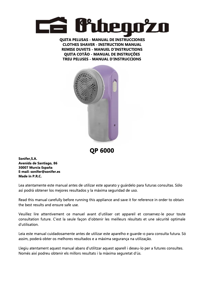 Image de la première page du manuel de l'appareil QP 6000