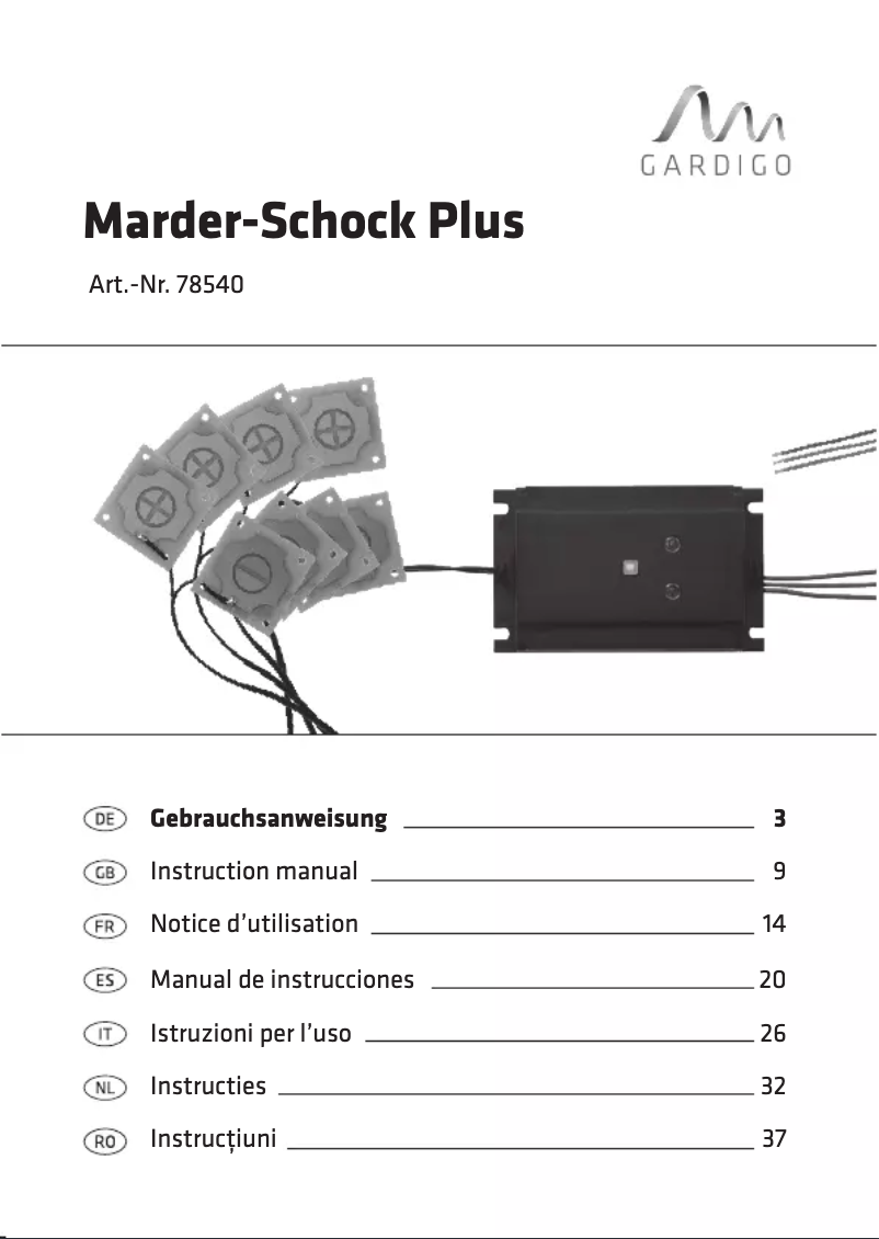 Page 1 de la notice Manuel utilisateur Gardigo 78540