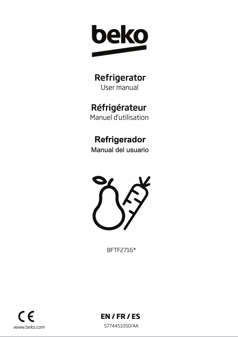 Page 1 de la notice Manuel utilisateur Beko BFTF2716SSIM
