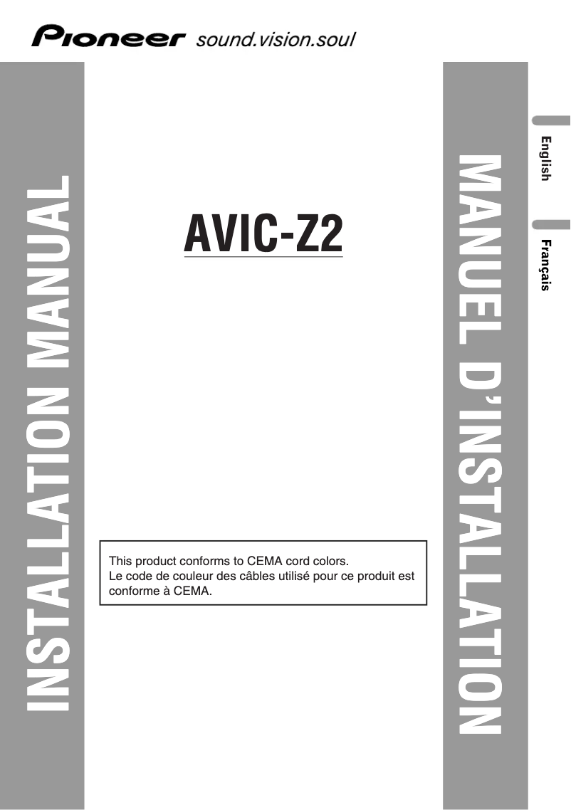 Page n°1 - Guide d'installation Pioneer AVIC-Z2