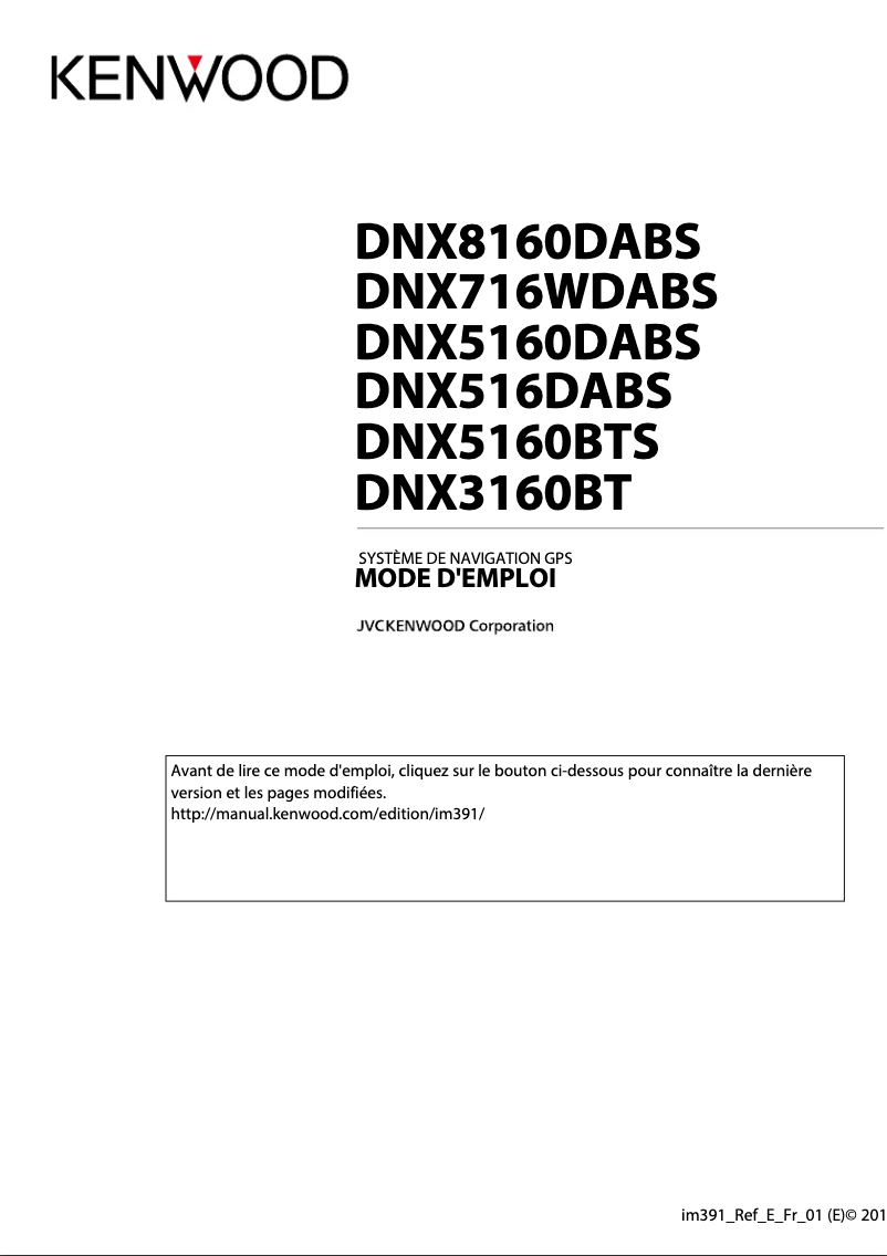 Page n°1 - Guide de démarrage rapide Kenwood DNX516DABS