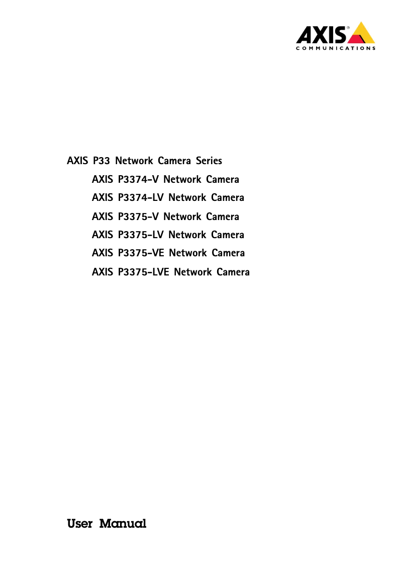 Page 1 de la notice Manuel utilisateur Axis P3374-V