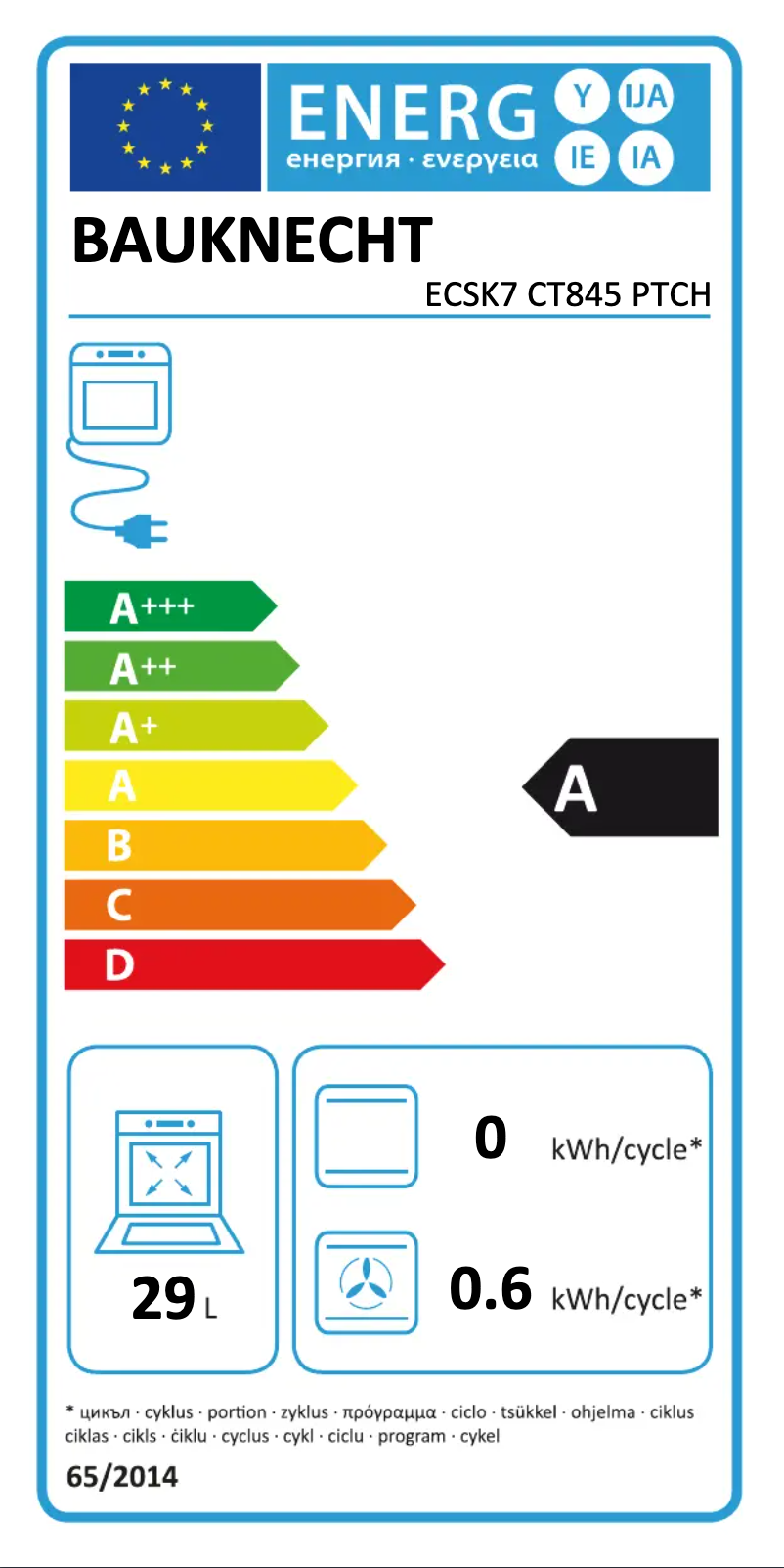 Page 1 de la notice Manuel utilisateur Bauknecht ECSK7 CT845 PTCH
