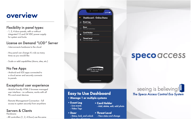 Page 1 de la notice Fiche technique Speco Technologies A2E4