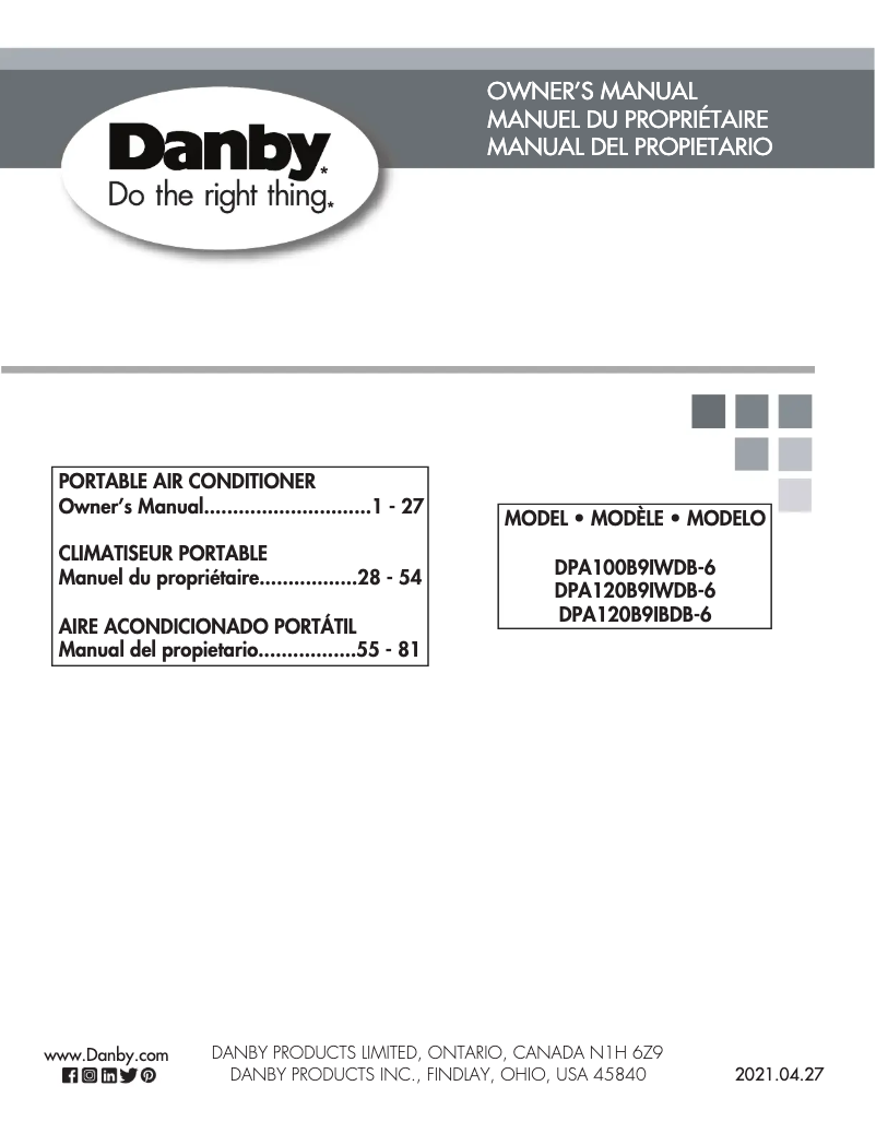 Página 1 del manual Manual de usuario Danby DPA120B9IBDB-6