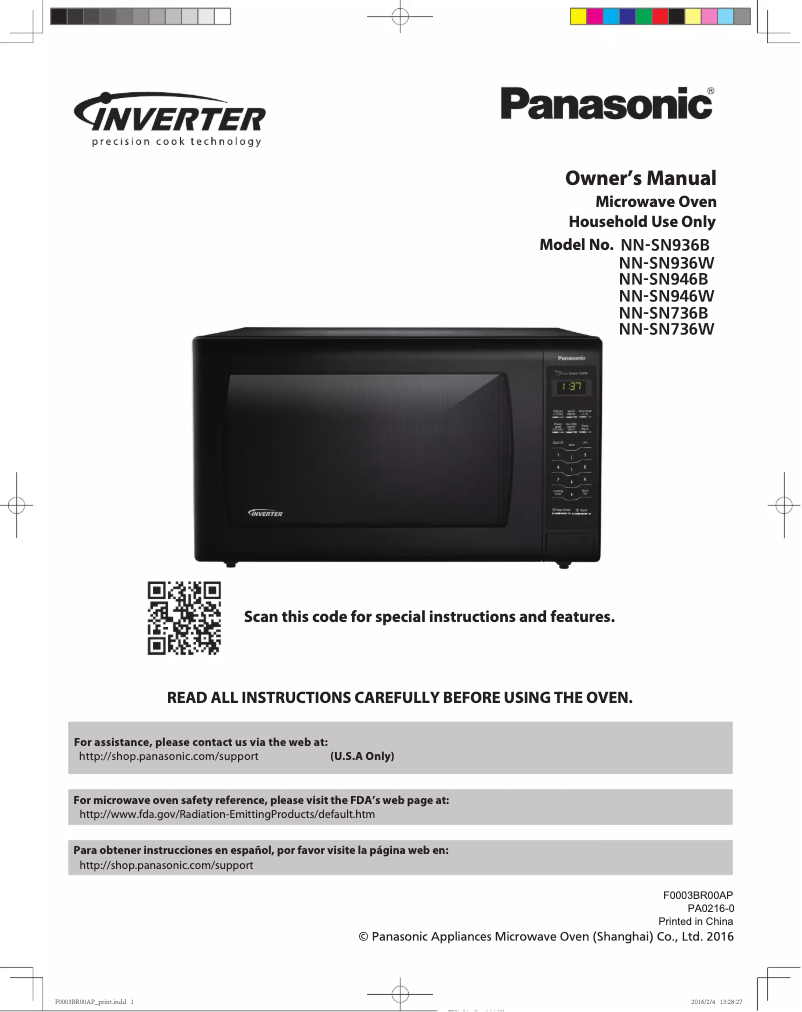 Page 1 de la notice Manuel utilisateur Panasonic Inverter NN-SN946