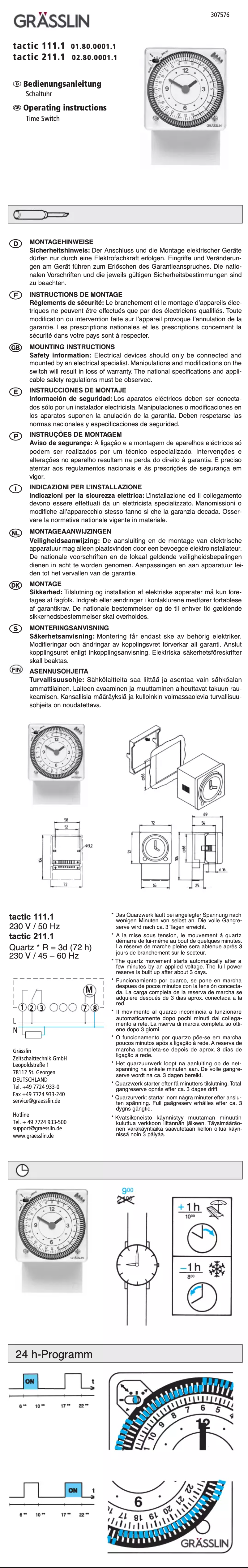 Página 1 del manual Manual de usuario Grässlin tactic 111 A