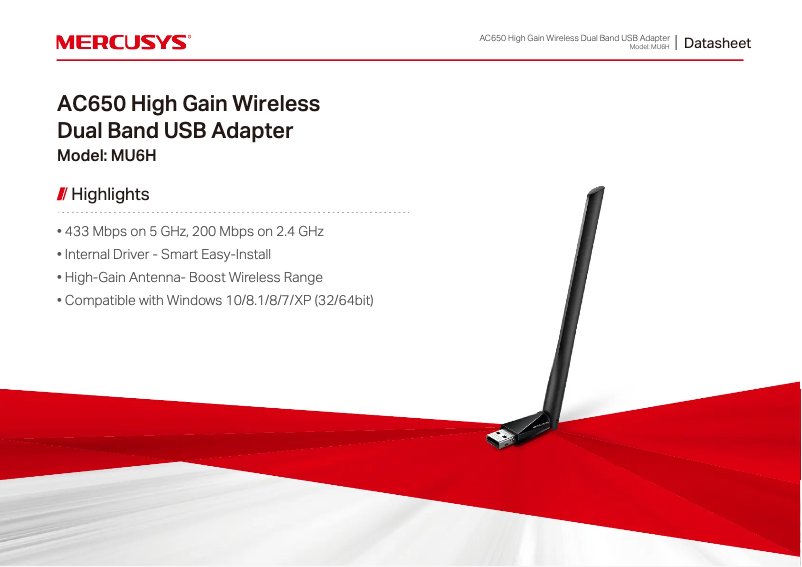 Page 1 de la notice Fiche technique Mercusys MU6H