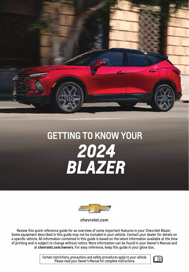 Image de la première page du manuel de l'appareil Blazer EV (2024)