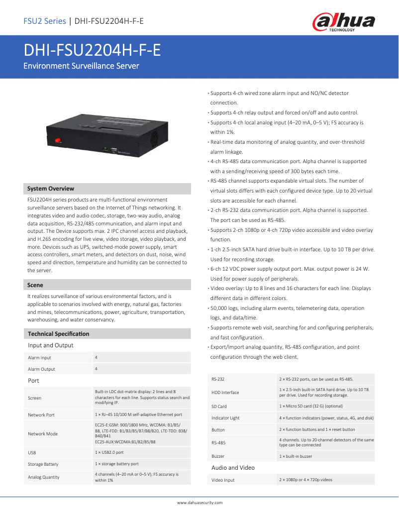Page n°1 - Fiche technique Dahua Technology FSU2204H-F