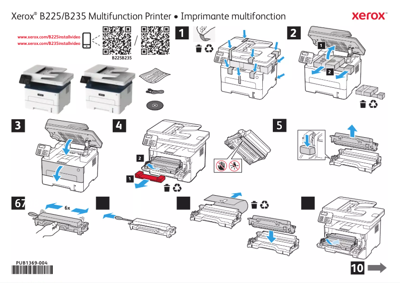 Page 1 de la notice Guide d'installation Xerox B225