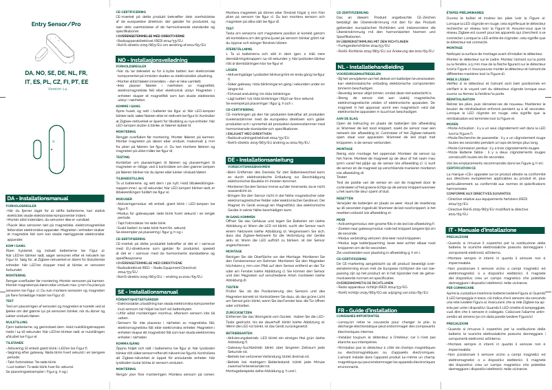 Page n°1 - Manuel utilisateur Frient Entry Sensor