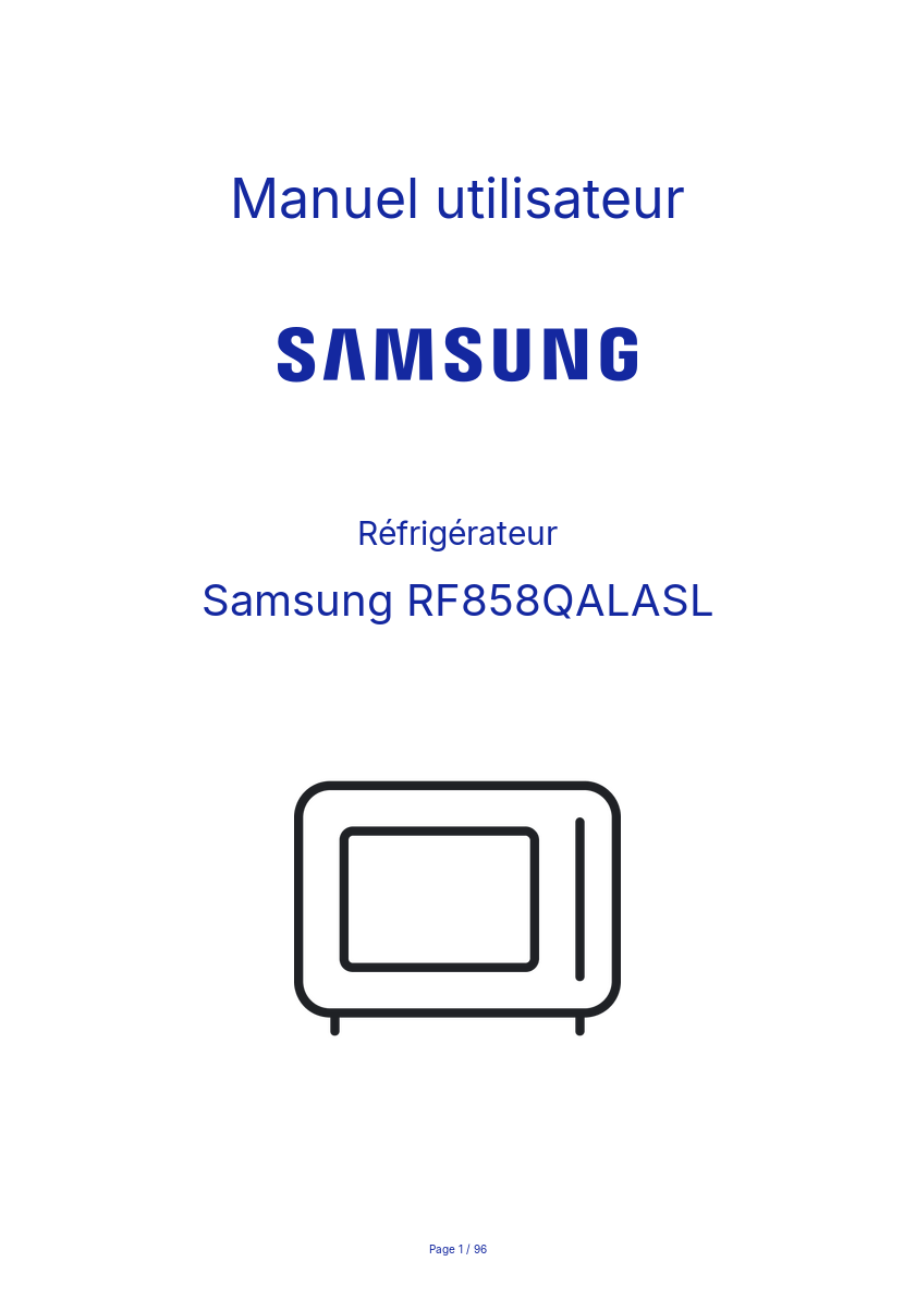 Page n°1 - Manuel utilisateur Samsung RF858QALASL