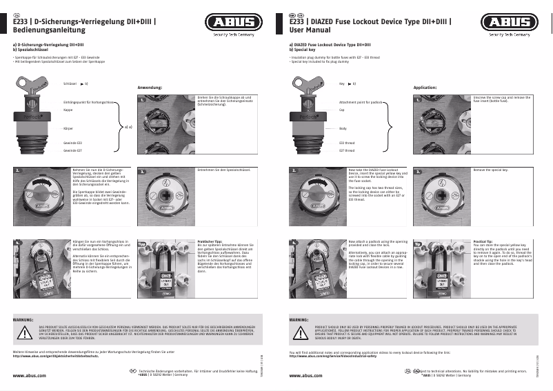 Page n°1 - Manuel utilisateur Abus E233