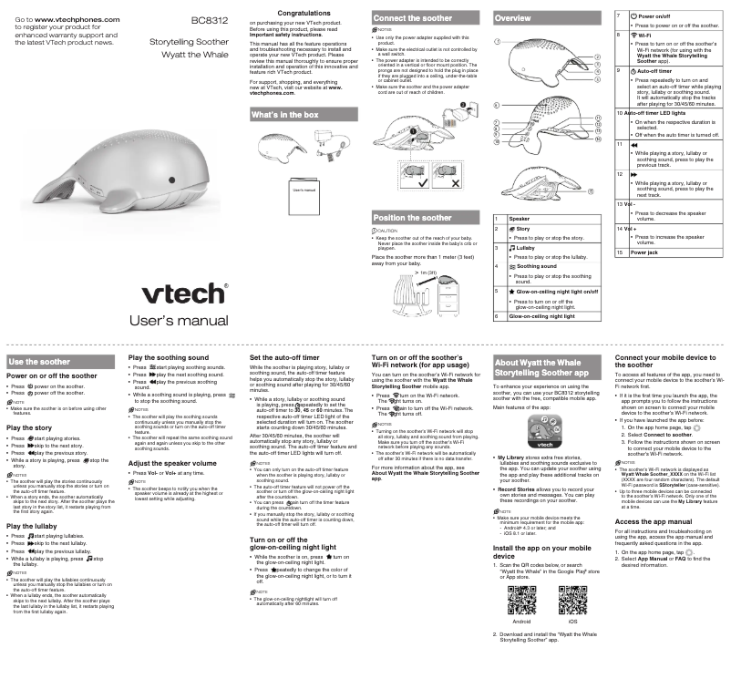 Image de la première page du manuel de l'appareil Wyatt the Whale BC8312